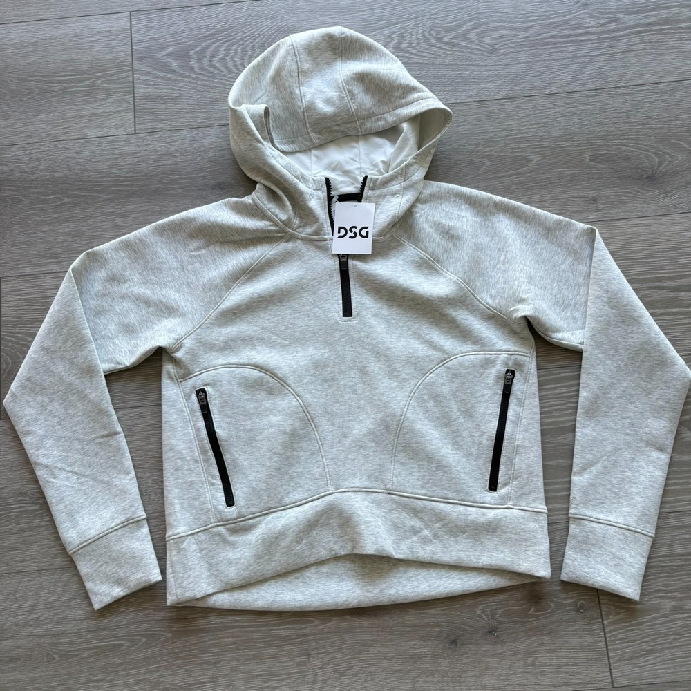 NWT DSG Womens Light Heather Gray Comfort Warm Fleece Hooded Sweatshirt Size XS